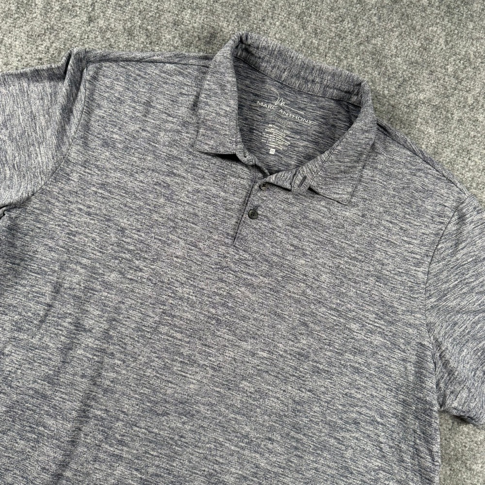 Marc Anthony Polo Shirt Mens XXL Blue Space Dye Luxury Stretch Short Sleeve Tee